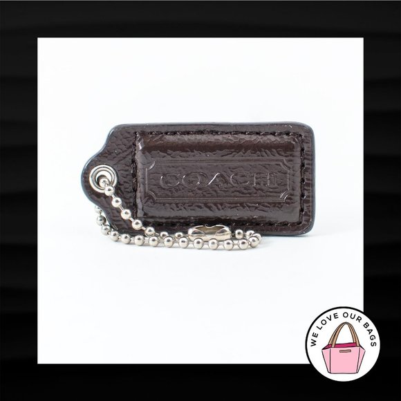 2" Medium COACH BROWN PATENT LEATHER KEY FOB BAG CHARM KEYCHAIN HANGTAG TAG - Picture 1 of 1